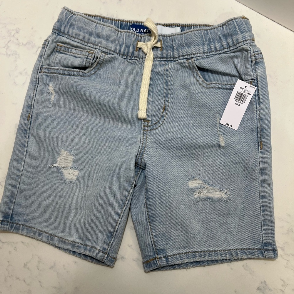 Old Navy Light Blue Denim Shorts with High Waist and Distressed Look for boy - Picture 1 of 5